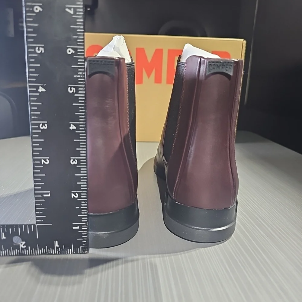 Camper Iman Ankle Boots Burgundy Leather Unisex Size Men 6.5/Wmn 8.5 EU 36 New - Picture 8 of 12